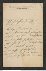Nachlass Franz Steindachner, Brief von Österreichischen Fischerei-Verein an Franz Steindachner (16.10.1900), Inv.Nr. 377.03, Seite 1